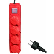 Prelungitor cu 3 prize schuko cu obturator si intrerupator cablu 3x1,5mm, 1,5m, 147-62211, Eurolamp
