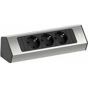 Bloc multipriza Casia 2 cu 3 prize Schuko cablu 2M finisaj otel inoxidabil, Bachmann