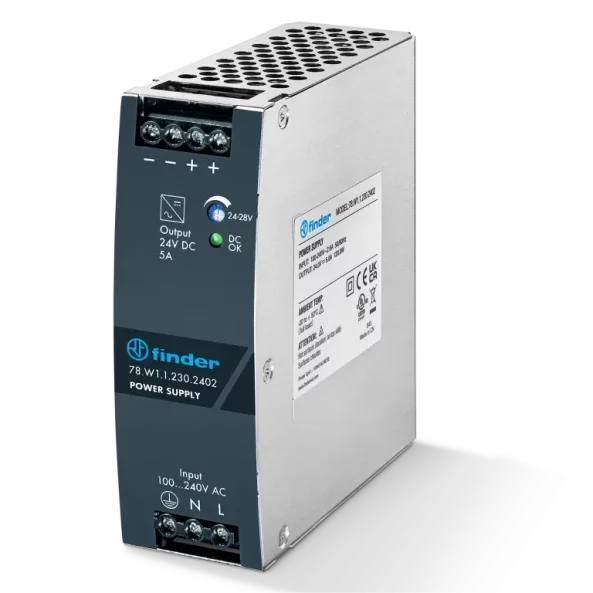 Sursa industriala monofazata 5A 24VCC 120W 24-28V, 78W112302402, Finder