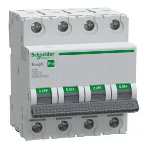 Siguranta automata 4P 25A C 6kA MCB, EZ9F57425, Schneider