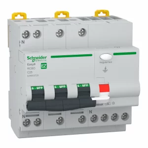 Siguranta diferentiala RCBO 3P+N 25A 30mA 6kA C tip A, EZ9D55725, Schneider