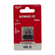 Biti surubelnita de impact PH2 25mm 3buc, 4932500353, Milwaukee
