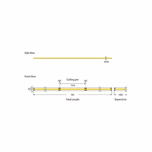 Banda LED COB 8mm 5m 12W/m 24V 4000K 480l/m IP44 Pro, 145-72021
