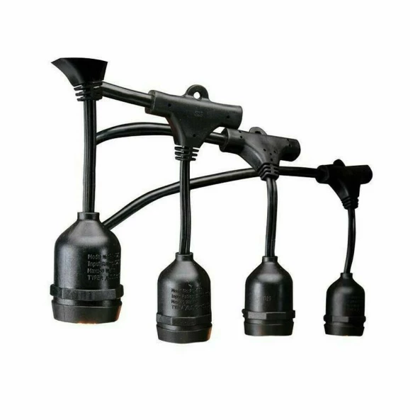 Ghirlanda cu cablu negru 10m cu 10 dulii E27 IP65 16A, 147-47090
