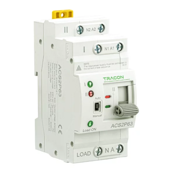 Comutator automat pentru anclansarea alimentarii de rezerva 230VAC 63A 50/60Hz, ACS2P63
