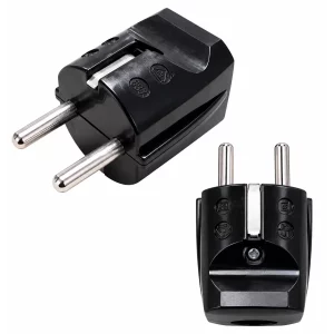 Stecher drept negru fara cablu IP44 16A