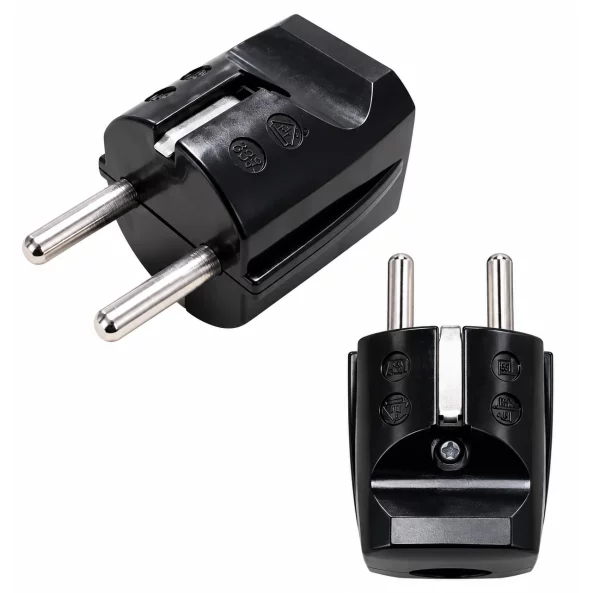 Stecher drept negru fara cablu IP44 16A