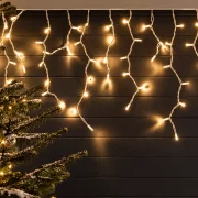 Ghirlanda Craciun 180 LED alb cald de exterior cu cablu alb 5mX0.7m