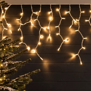 Ghirlanda Craciun 180 LED alb cald de exterior cu cablu alb 5mX0.7m