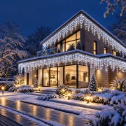 Ghirlanda Craciun 180 LED alb rece de exterior cu cablu alb 5mX0.7m
