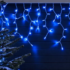 Ghirlanda Craciun 180 LED albastra de exterior cu cablu alb 5mX0.7m