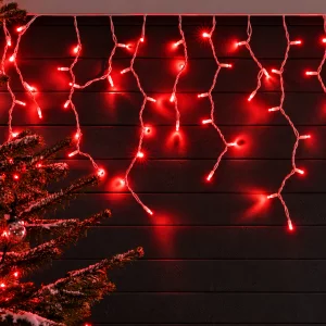 Ghirlanda Craciun 180 LED rosie de exterior cu cablu alb 5mX0.7m